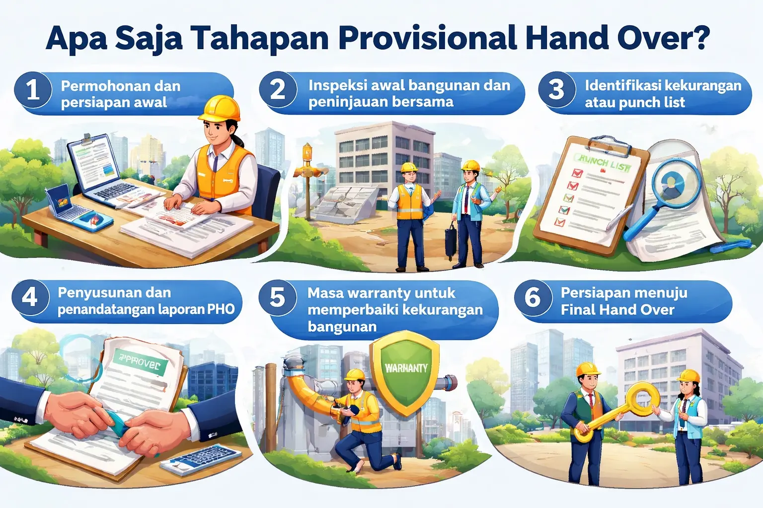 Infografis tahapan Provisional Hand Over