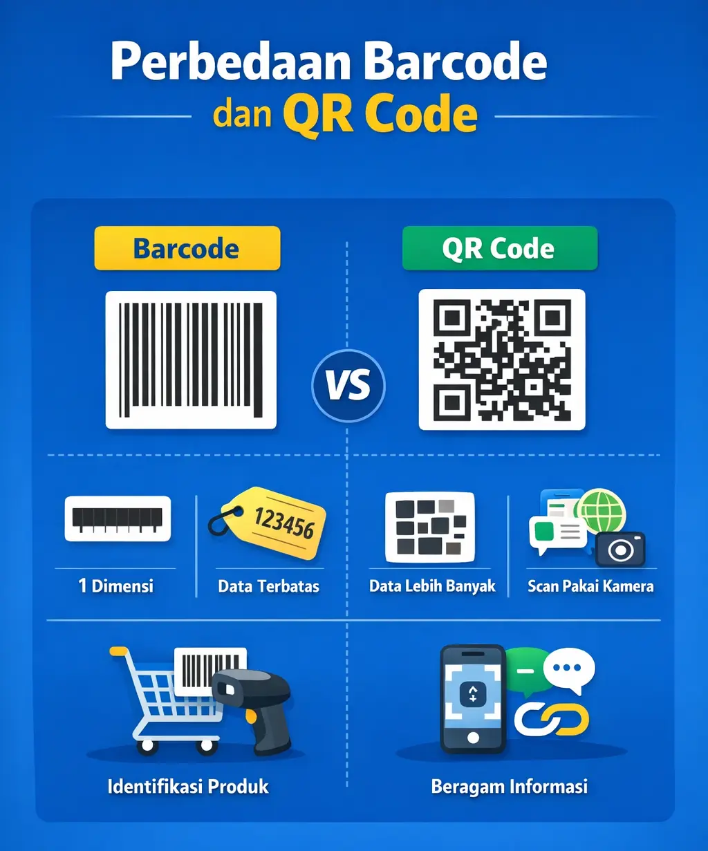 Perbedaan Barcode dan QR Code
