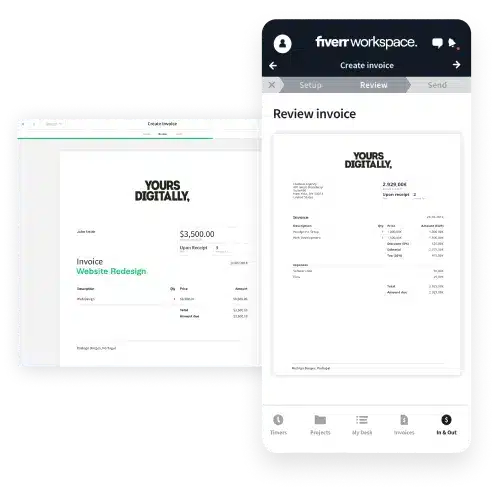 Aplikasi Invoice Fiverr Workspace