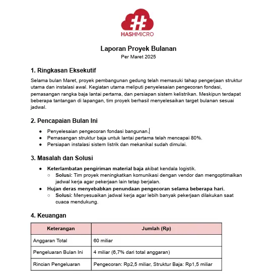 laporan proyek bulanan