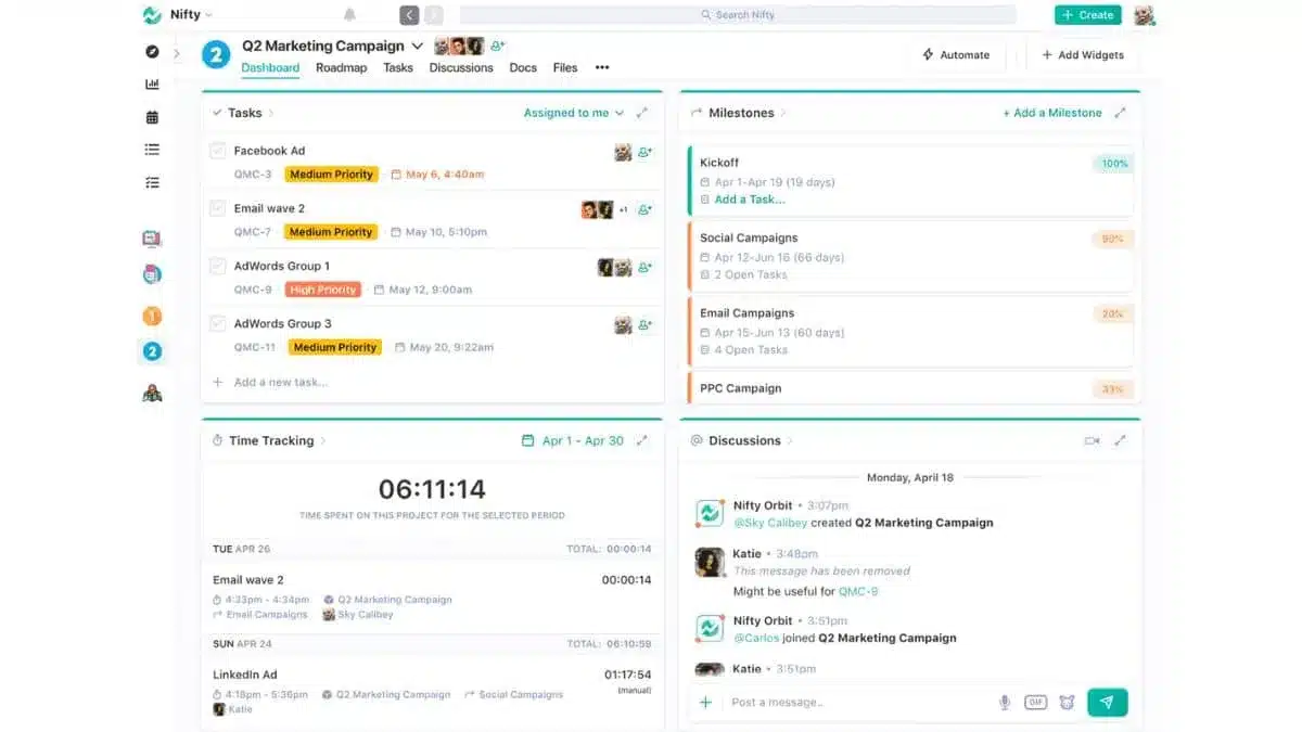 Nifty Project Management Software