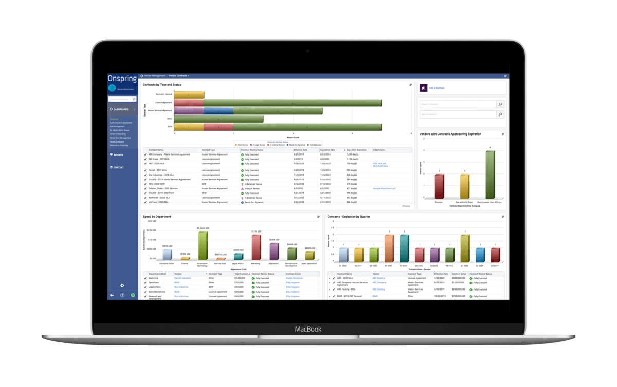 vendor management system Onspring