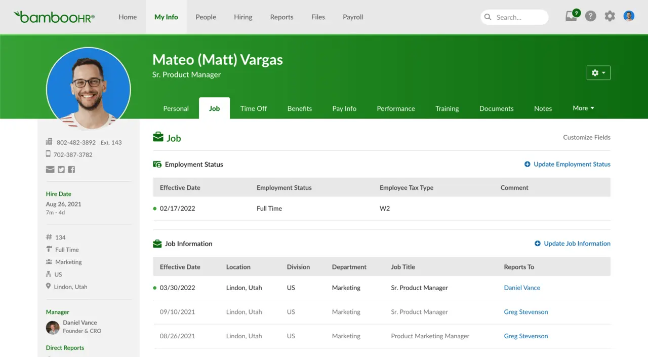 Aplikasi Cuti Karyawan BambooHR
