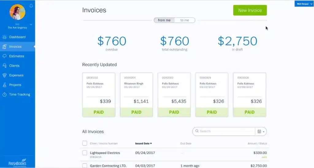Freshbooks-Dashboard