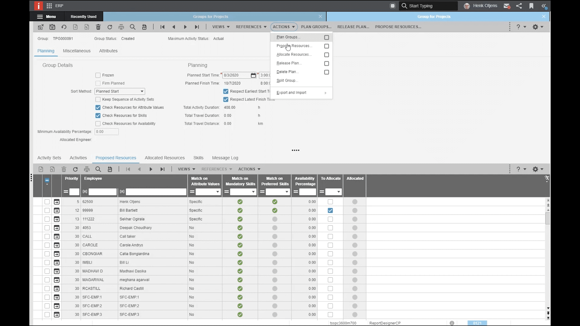 infor construct dashboard