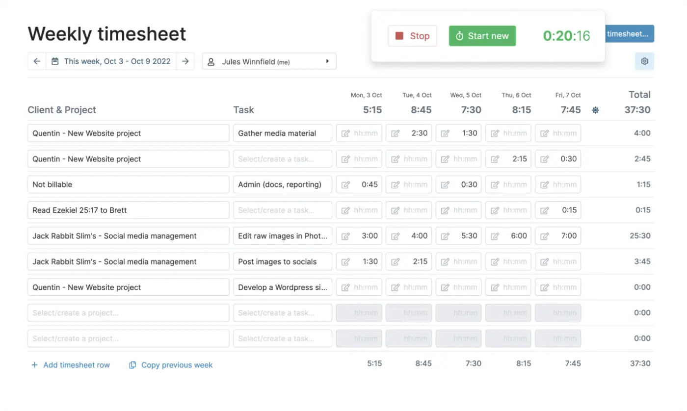 Aplikasi Timesheet My Hours