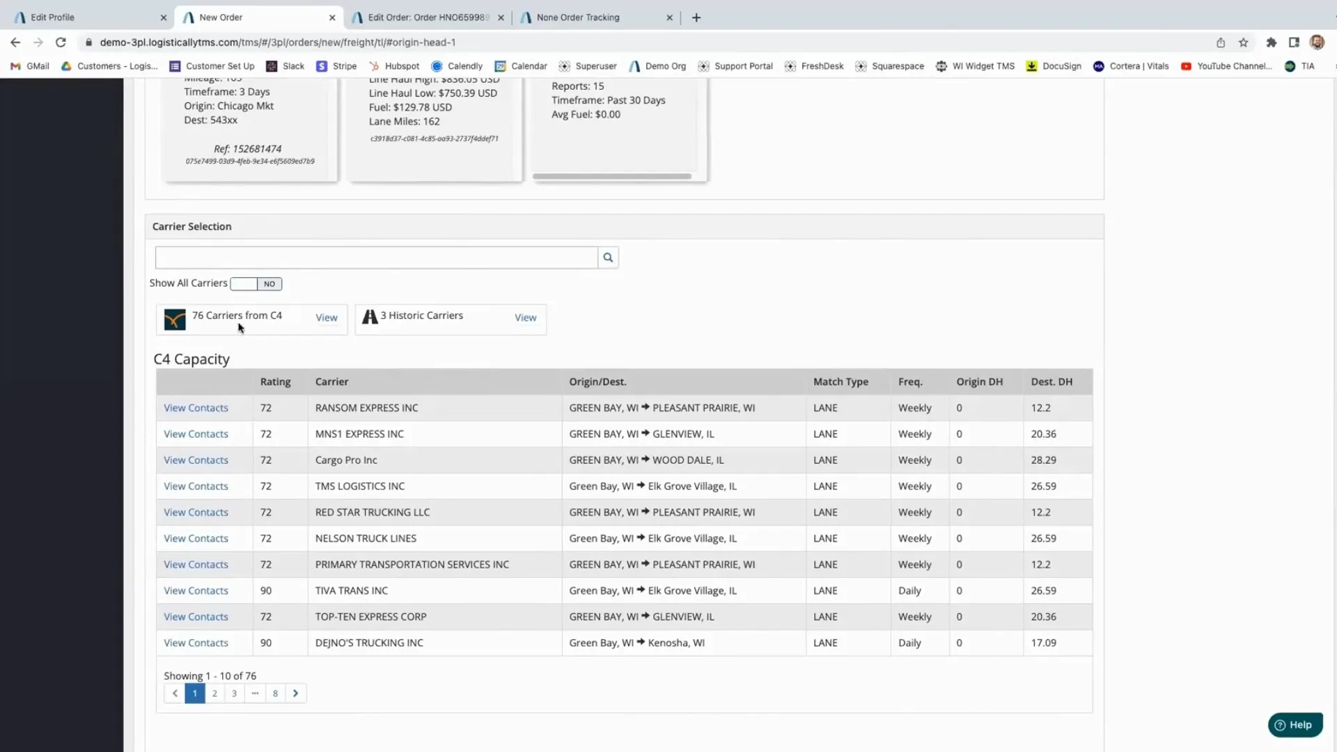 logistically dashboard