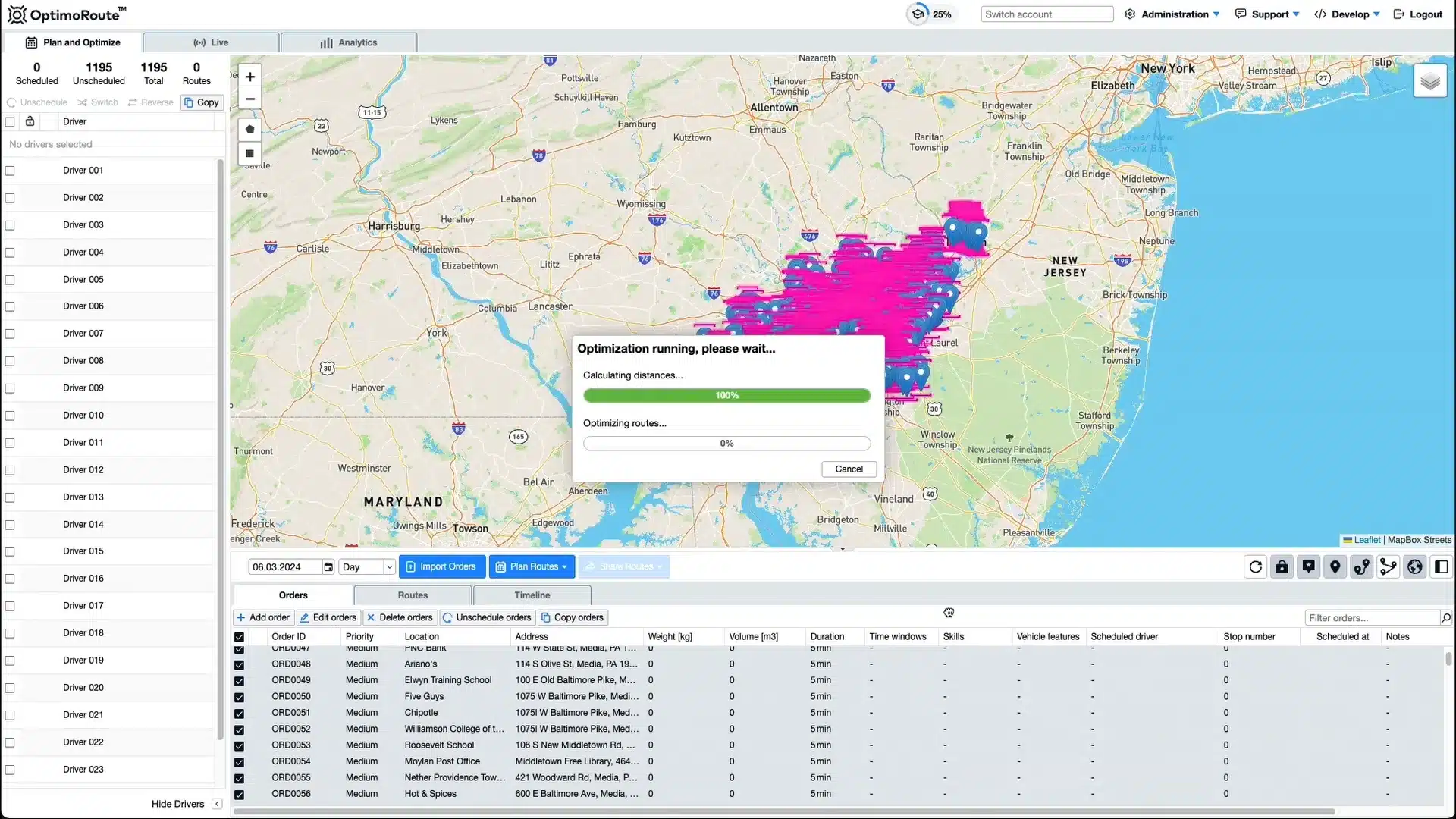optimoroute dashboard