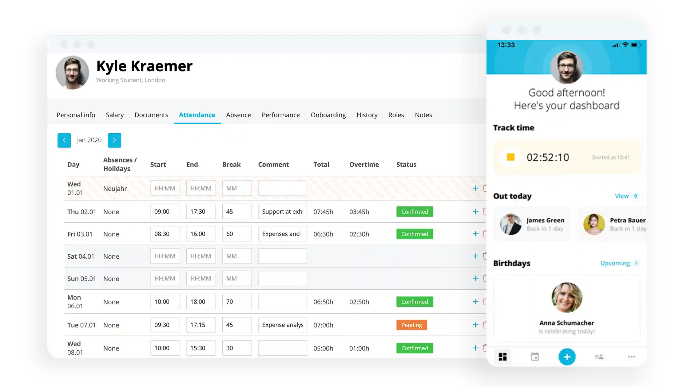 absensi manufaktur personio