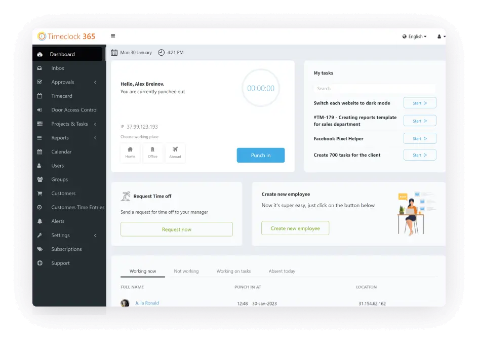 absensi retail timeclock365