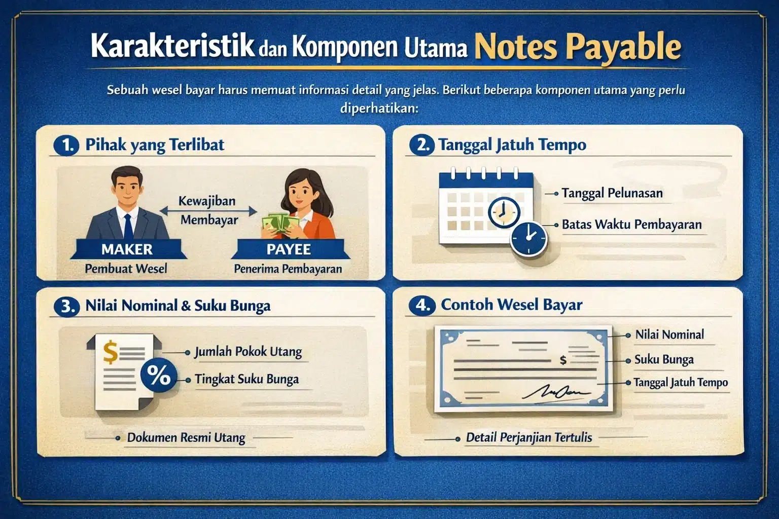 elemen penting notes payable untuk pencatatan yang rapi