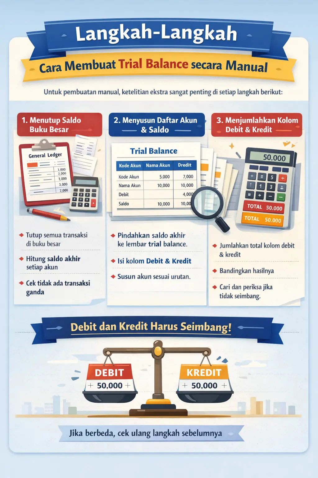 langkah membuat trial balance