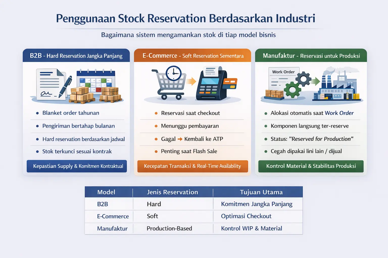penggunaan stock reservation berdasarkan industri