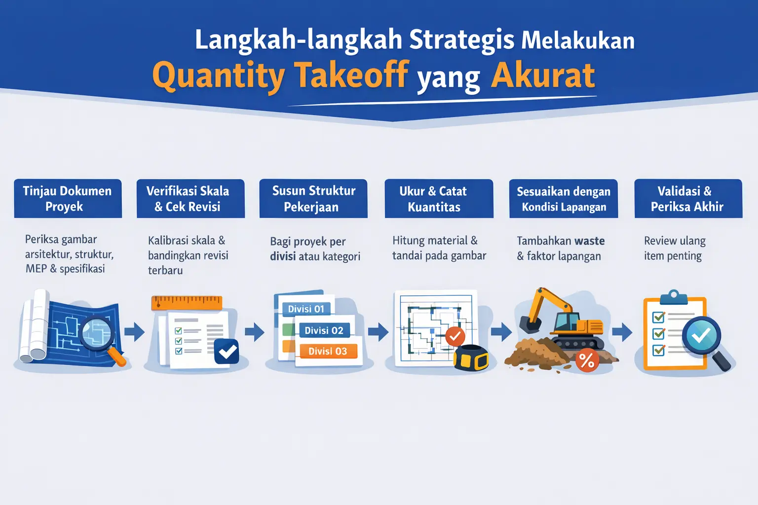 Infografis langkah quantity takeoff