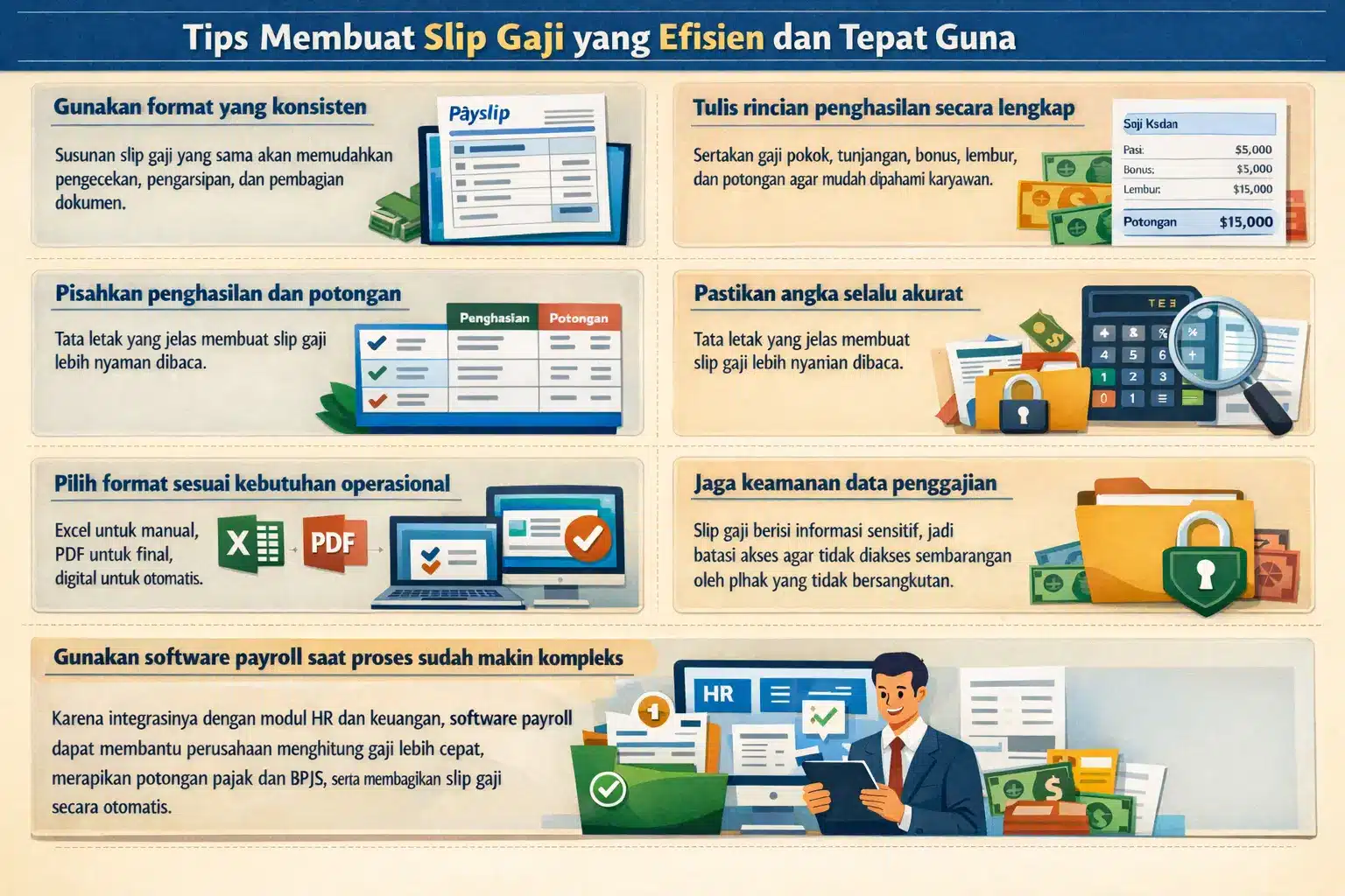 Infografis tips membuat slip gaji karyawan outsourcing