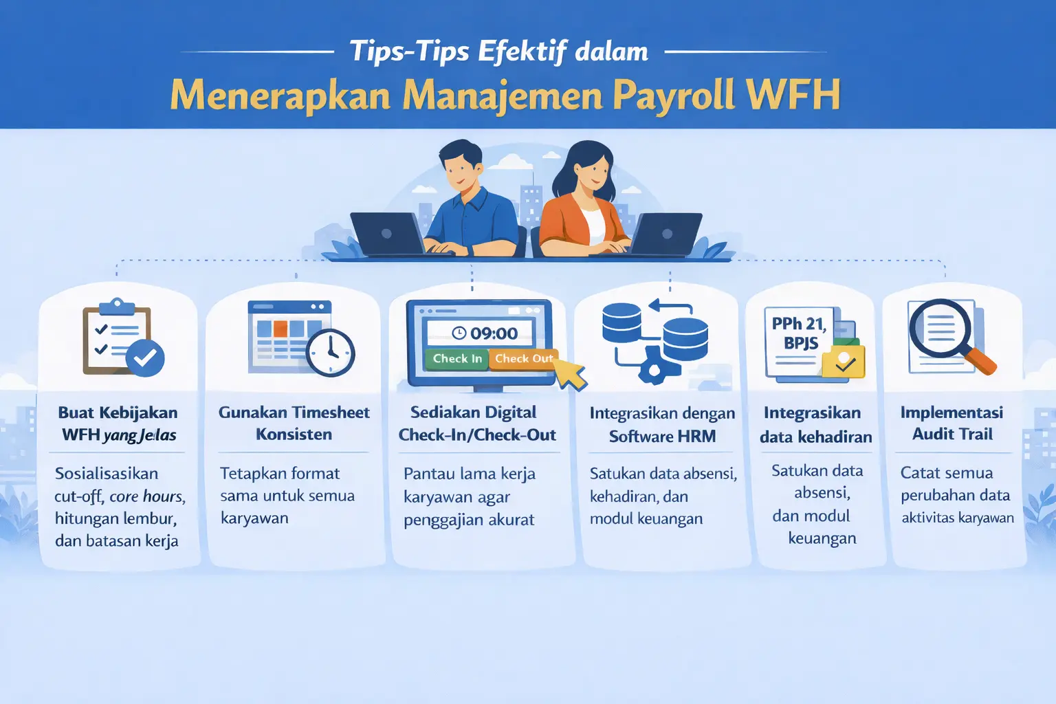 Infografis tips manajemen payroll WFH