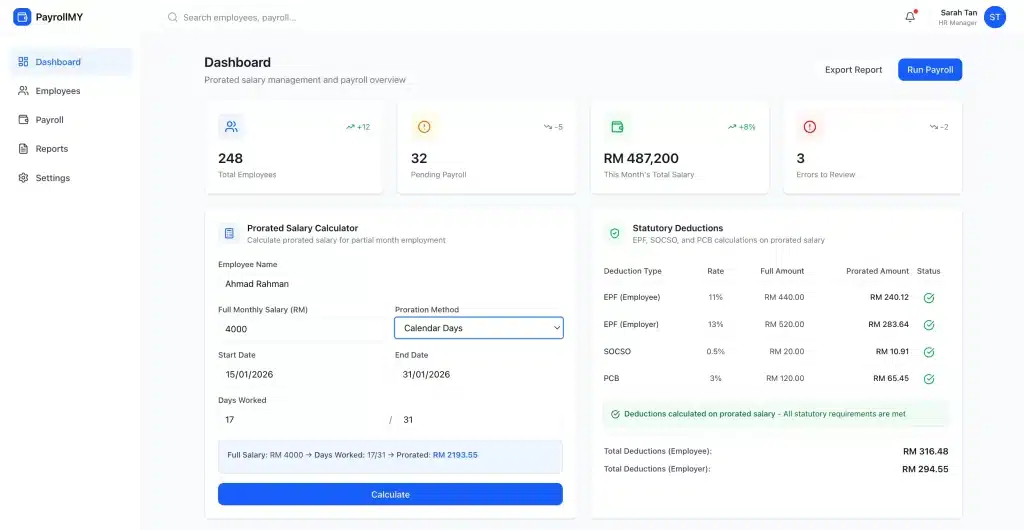 Dashboard Payroll Software