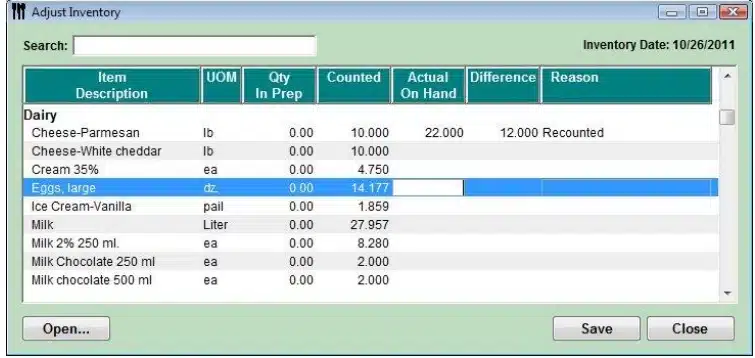 Optimum Control Restaurant Inventory Software 