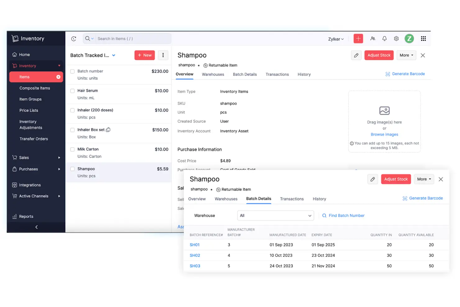 zoho Barcode Inventory Software