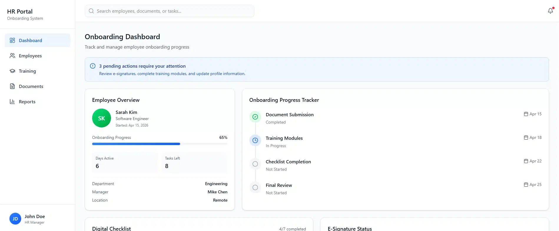 HR Dashboard - Onboarding