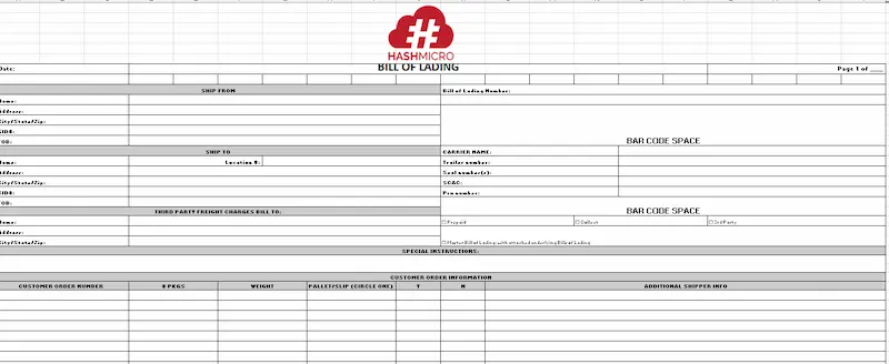 Downloadable Bill of Lading Template