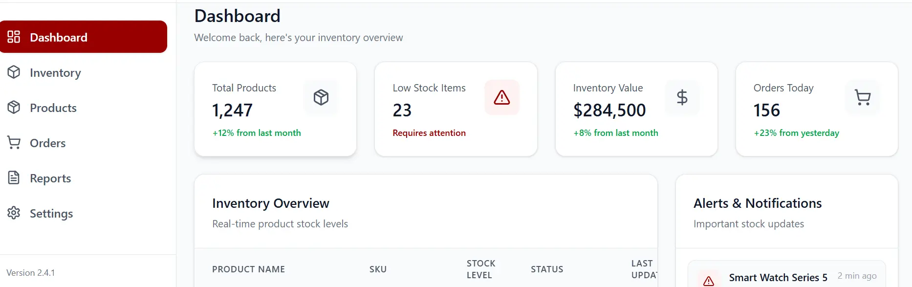 Implement an Inventory Management Software