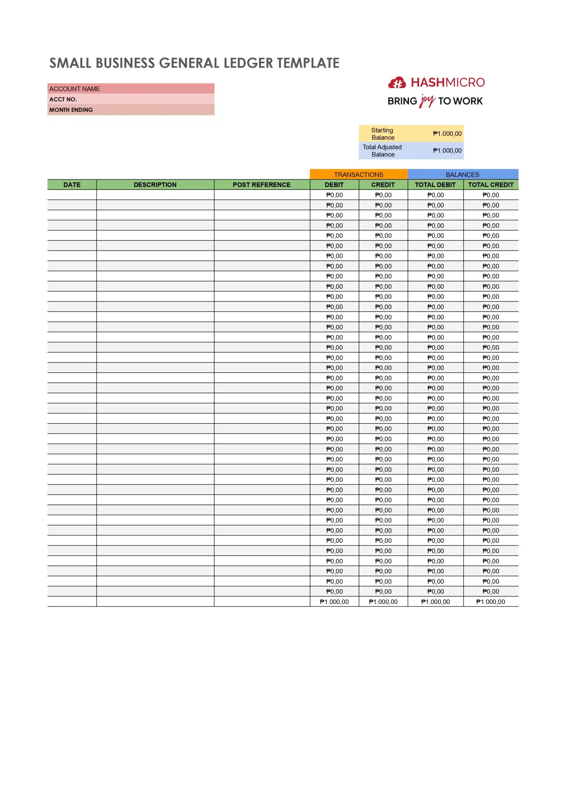 12 Free Accounting General Ledger Templates (Excel)