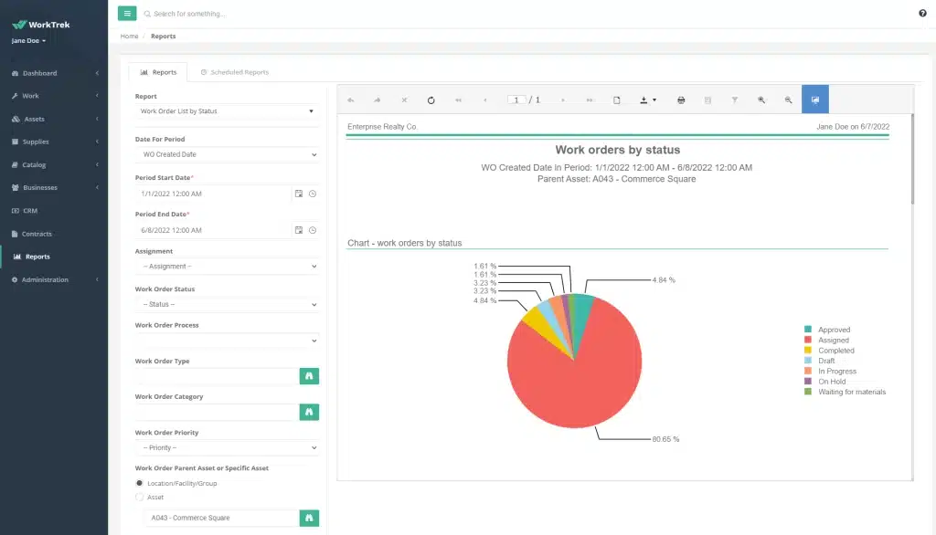 worktrek computerized maintenance management system