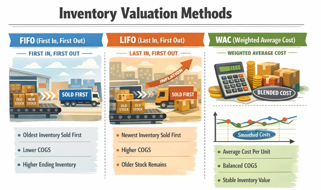 Ending inventory different valuation methods