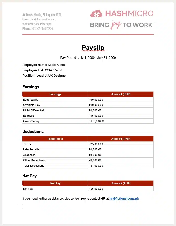 payslip template
