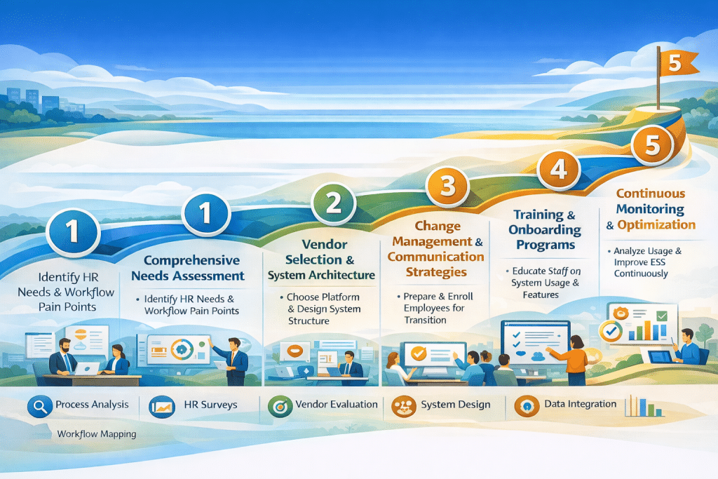 step by step to implement employee self service