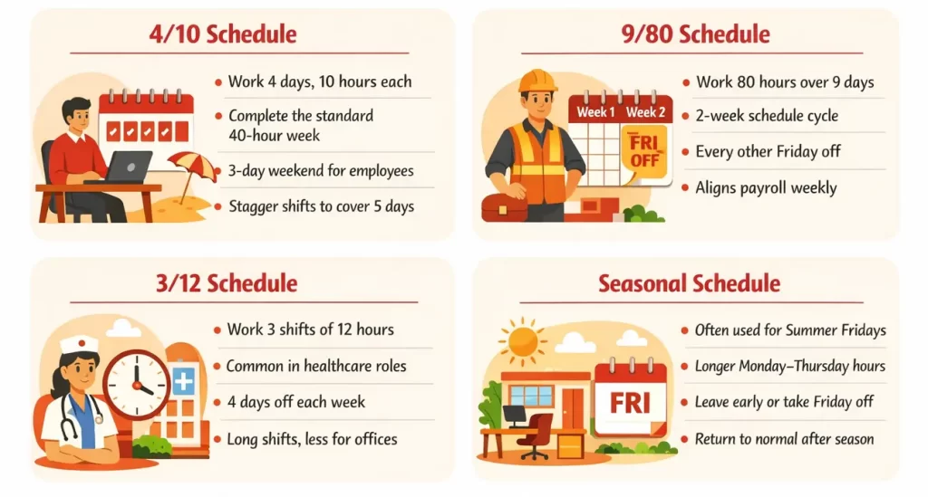 Types of compressed work schedules