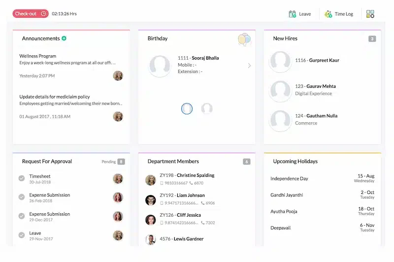 homepage zoho people
