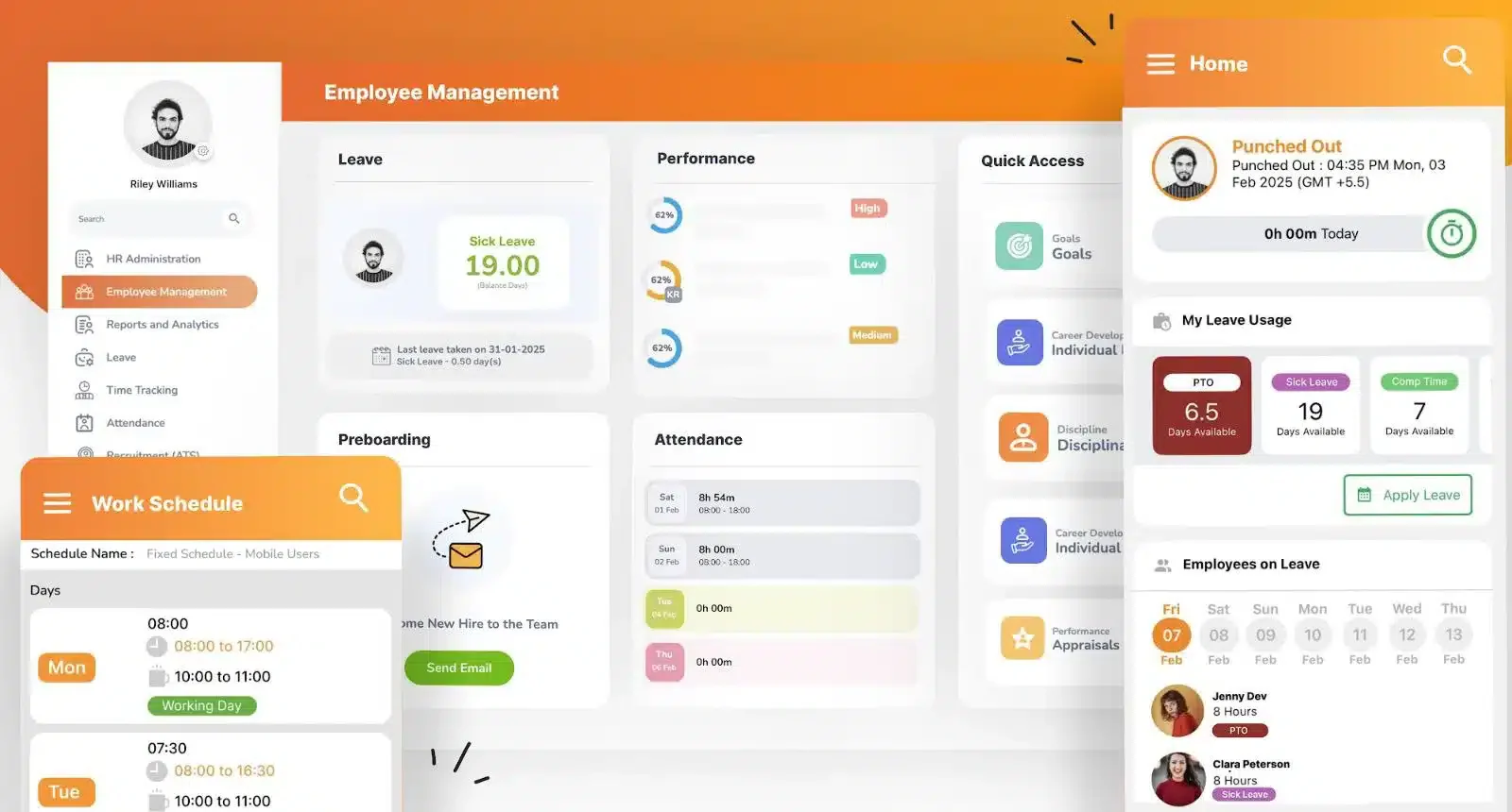 tampilan employee management orangeHRM
